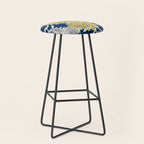 Floral Leaves and Blooms, Navy Blue, Yellow, Beige Stool Gallery Image 1