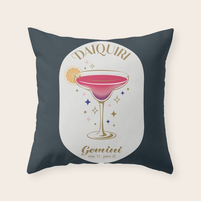 Daiquiri Cocktail Zodiac Sign Throw Pillow Gallery Image 6