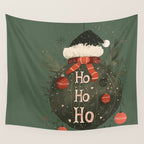 Festive Ho Ho Ho Bauble Green  Wall Tapestry Gallery Image 4