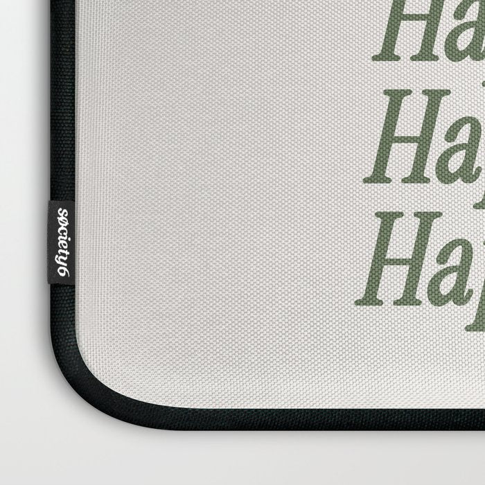 Happy Holidays Muted Green On Cream Laptop Sleeve Gallery Image 3