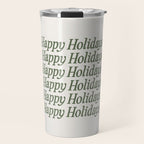Happy Holidays Muted Green On Cream Travel Mug Gallery Image 1