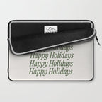 Happy Holidays Muted Green On Cream Laptop Sleeve Gallery Image 2