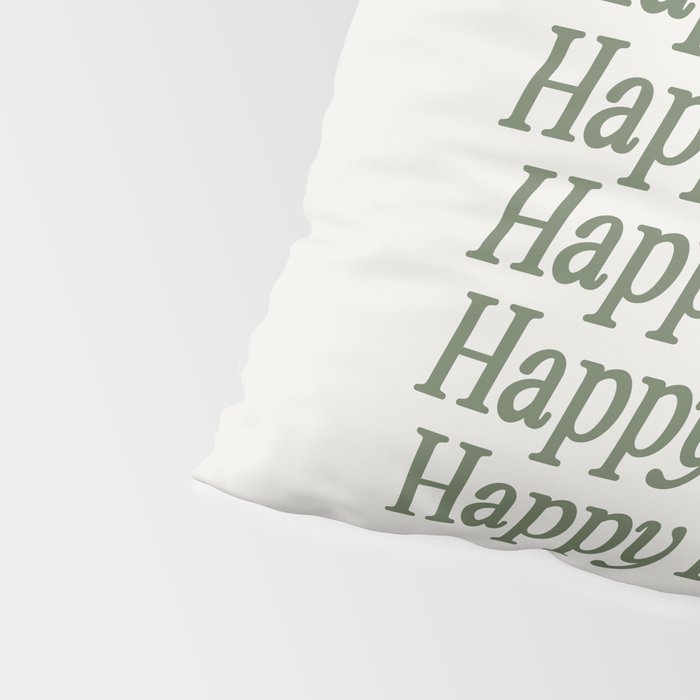 Happy Holidays Muted Green On Cream Pillow Sham Gallery Image 4