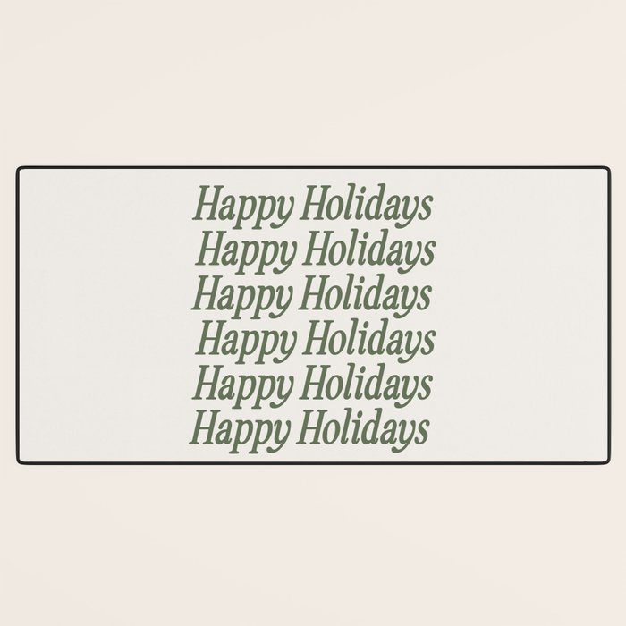 Happy Holidays Muted Green On Cream Desk Mat Gallery Image 3