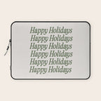 Happy Holidays Muted Green On Cream Laptop Sleeve Gallery Image 1
