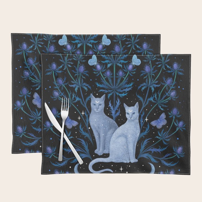 Blue Thistle & Cat Placemat Gallery Image 1