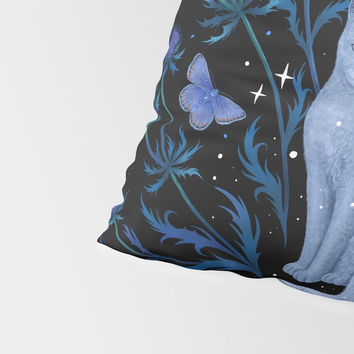 Blue Thistle & Cat Pillow Sham Gallery Image 4