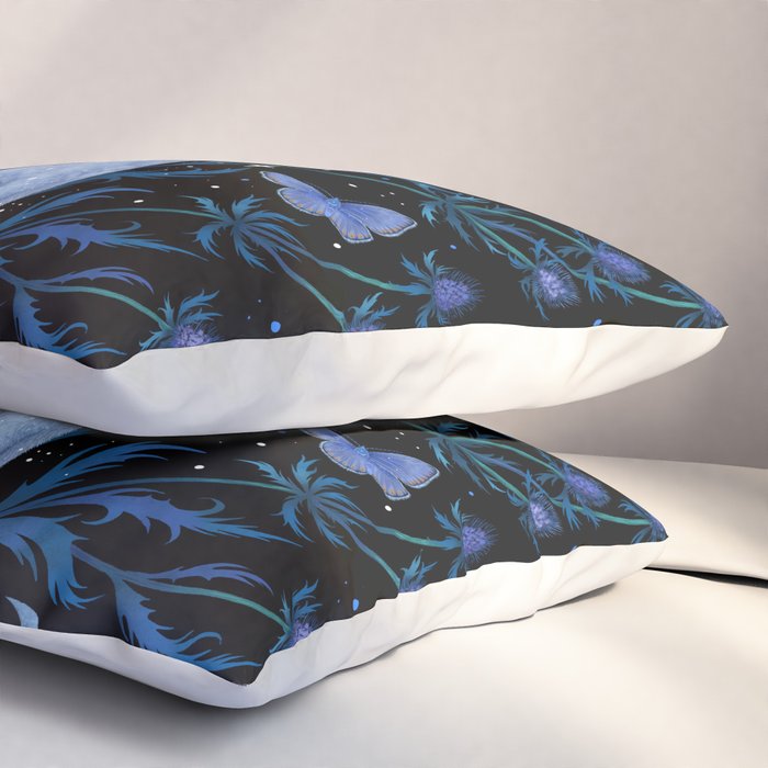 Blue Thistle & Cat Pillow Sham Gallery Image 3