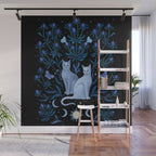 Blue Thistle & Cat Wall Mural Gallery Image 1