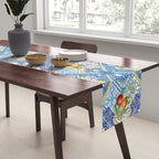 Sicilian Limones, italian mediterranean citrus fruit maiolica blue tiles Table Runner Gallery Image 2