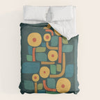 Bird in mid-century garden Duvet Cover Gallery Image 6