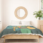 Bird in mid-century garden Duvet Cover Gallery Image 3