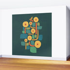 Bird in mid-century garden Wall Mural Gallery Image 2