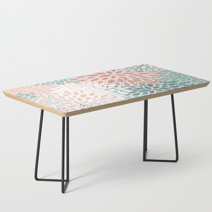 Festive, Floral Prints, Teal, Peach, Coral Coffee Table Gallery Image 1