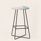 Festive, Floral Prints, Teal, Peach, Coral Stool Gallery Image 1
