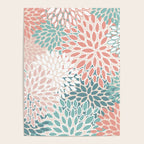 Festive, Floral Prints, Teal, Peach, Coral Poster Gallery Image 4