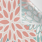 Festive, Floral Prints, Teal, Peach, Coral Wall Tapestry Gallery Image 3