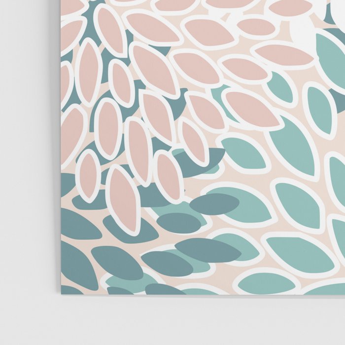 Festive, Floral Prints, Teal, Peach, Coral Poster Gallery Image 3