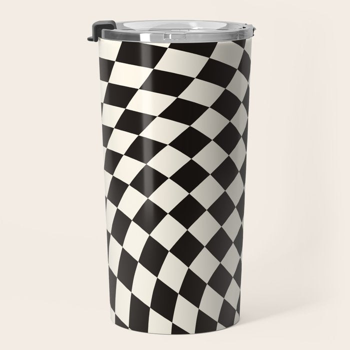 Black&White Checker Travel Mug Gallery Image 3