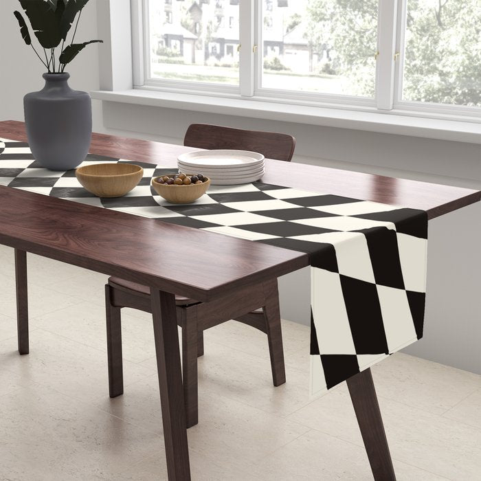 Black&White Checker Table Runner Gallery Image 2