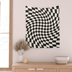 Black&White Checker Wall Tapestry Gallery Image 2