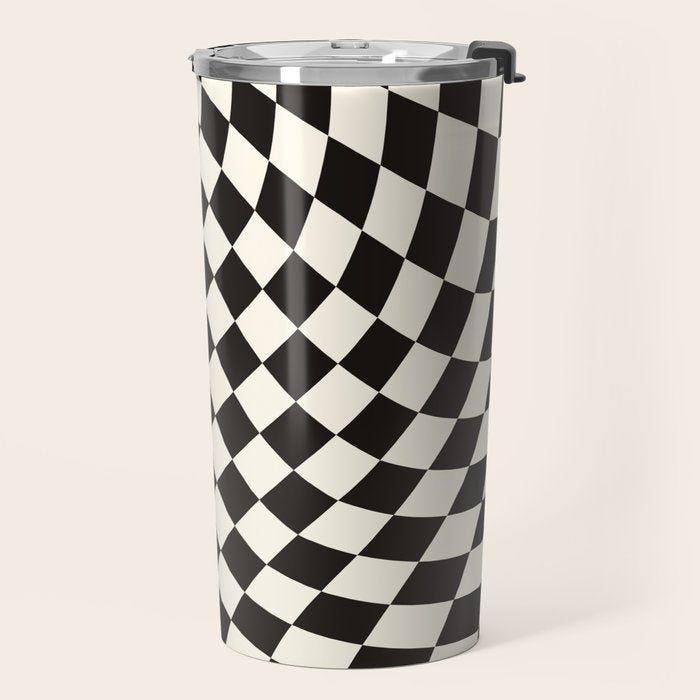 Black&White Checker Travel Mug Gallery Image 2