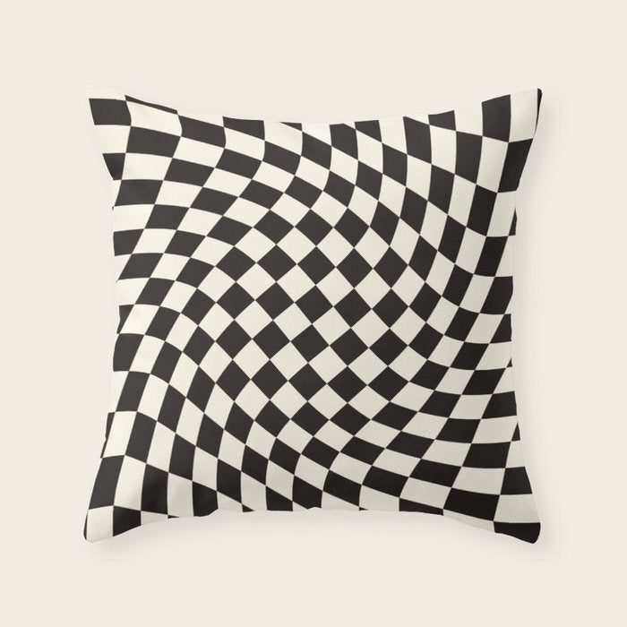 Black&White Checker Throw Pillow Gallery Image 1