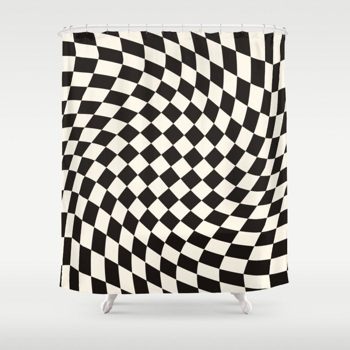 Black&White Checker Shower Curtain Gallery Image 1