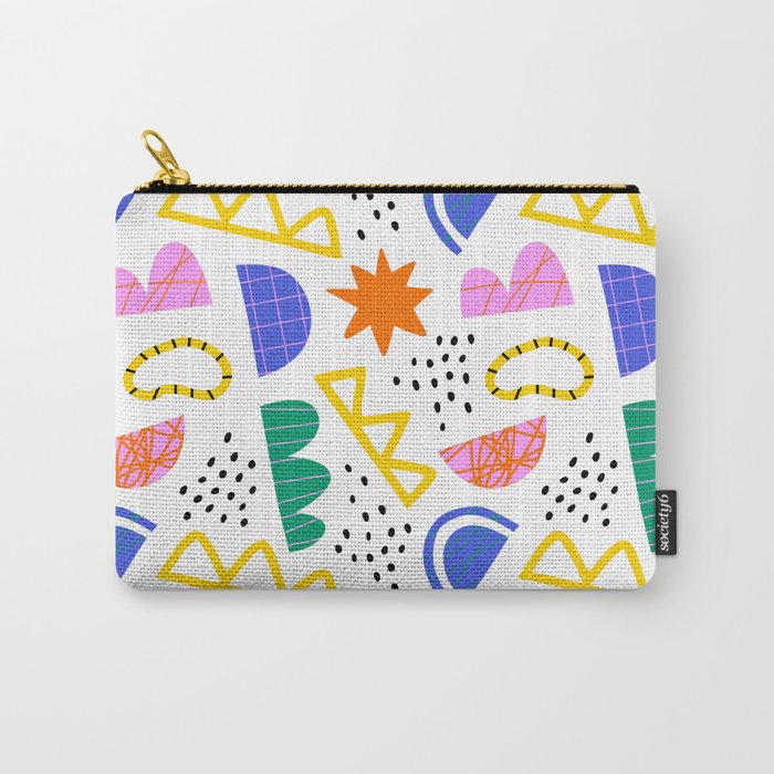 Abstract shape seamless pattern with colorful geometric doodles Carry All Pouch Gallery Image 1