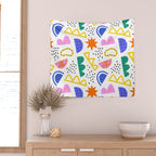 Abstract shape seamless pattern with colorful geometric doodles Wall Tapestry Gallery Image 2