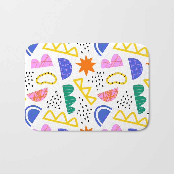 Abstract shape seamless pattern with colorful geometric doodles Bath Mat Gallery Image 1