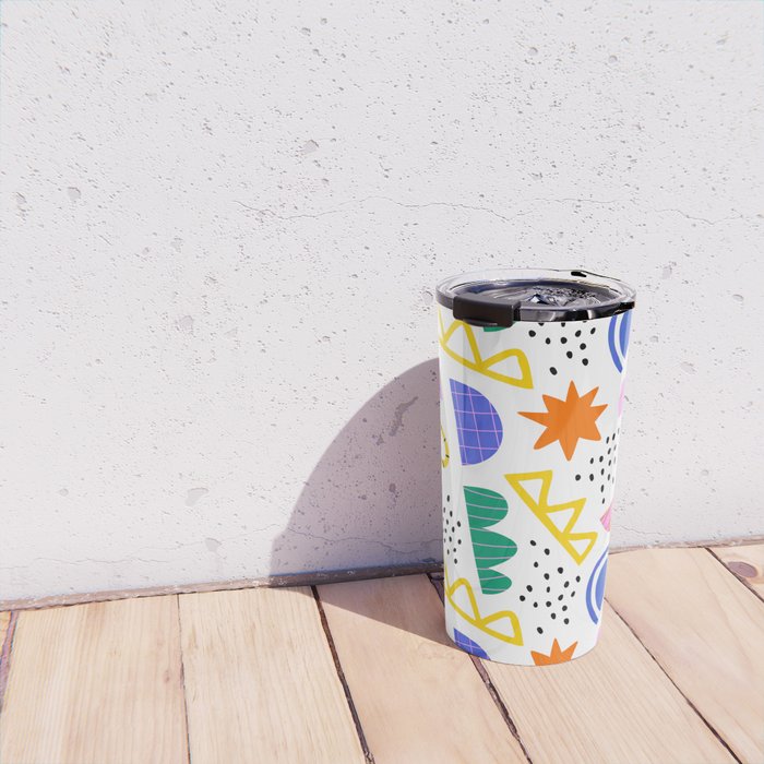 Abstract shape seamless pattern with colorful geometric doodles Travel Mug Gallery Image 4