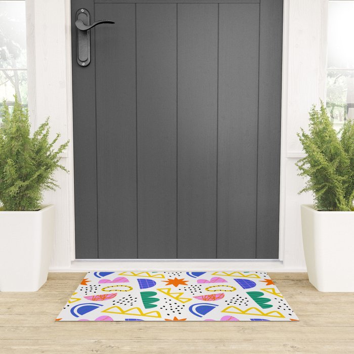 Abstract shape seamless pattern with colorful geometric doodles Welcome Mat Gallery Image 3
