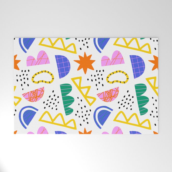 Abstract shape seamless pattern with colorful geometric doodles Welcome Mat Gallery Image 1