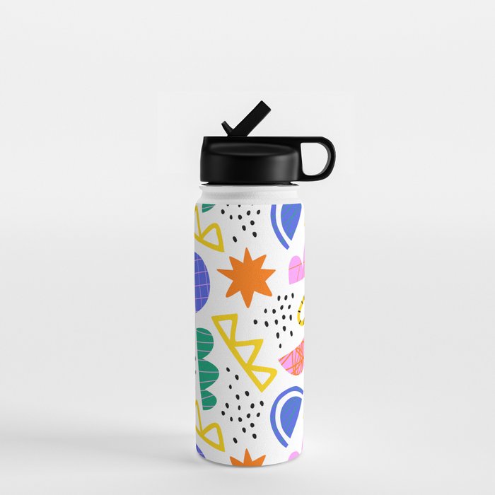 Abstract shape seamless pattern with colorful geometric doodles Water Bottle Gallery Image 1