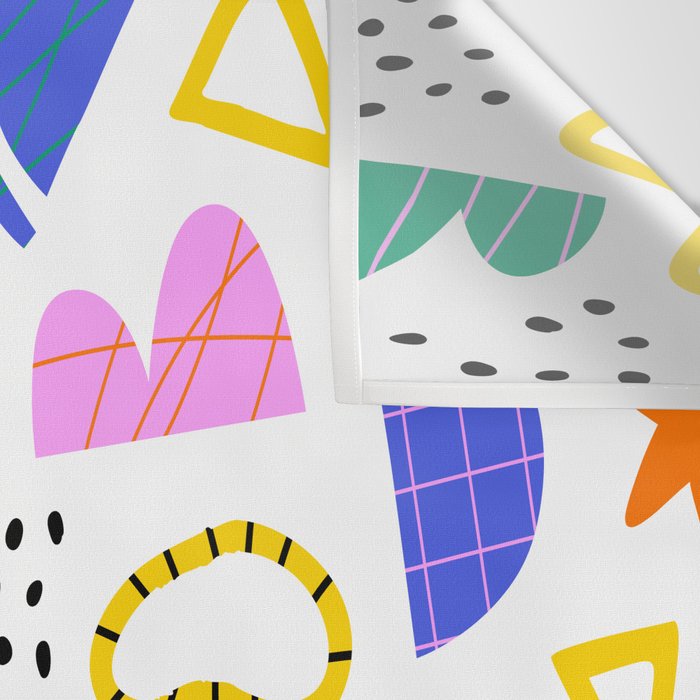Abstract shape seamless pattern with colorful geometric doodles Wall Tapestry Gallery Image 3