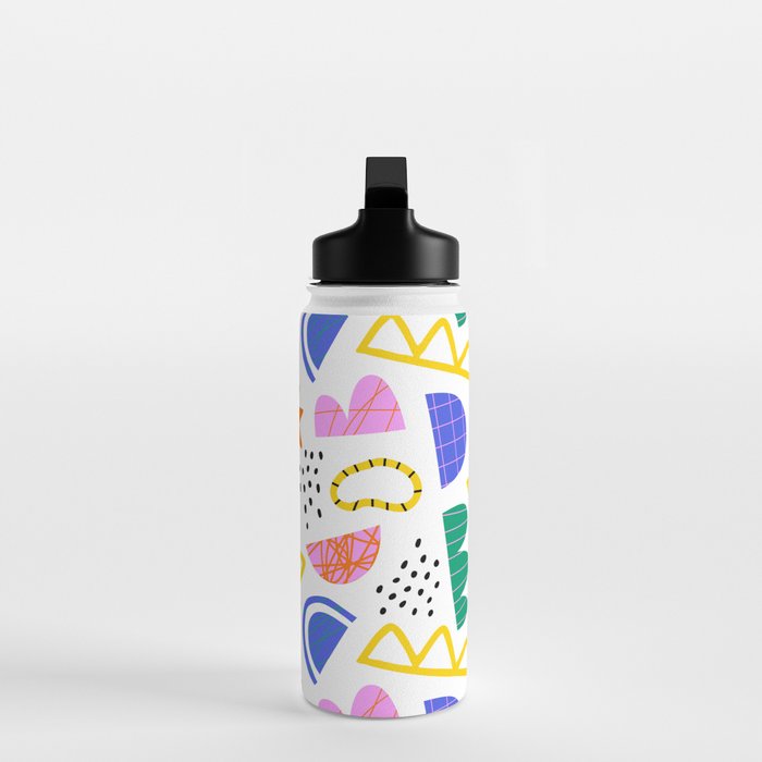 Abstract shape seamless pattern with colorful geometric doodles Water Bottle Gallery Image 3