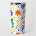 Abstract shape seamless pattern with colorful geometric doodles Travel Mug Gallery Image 1