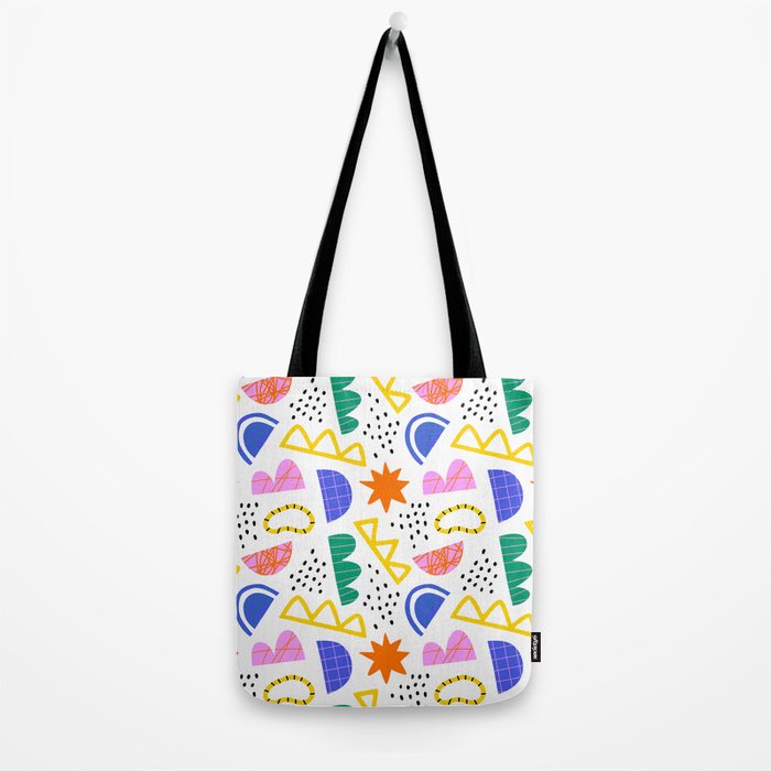 Abstract shape seamless pattern with colorful geometric doodles Tote Bag Gallery Image 2