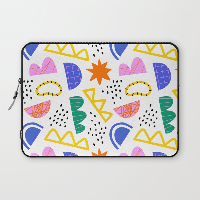 Abstract shape seamless pattern with colorful geometric doodles Laptop Sleeve Gallery Image 1