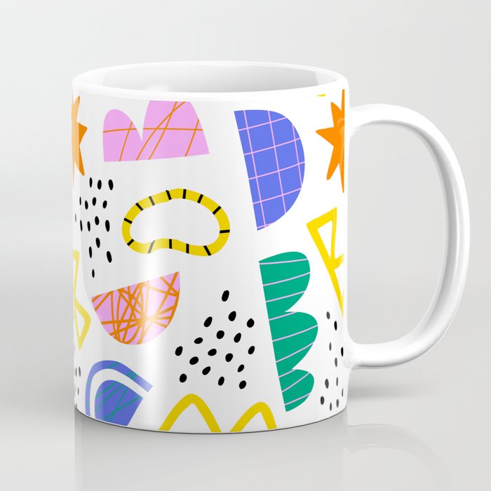 Abstract shape seamless pattern with colorful geometric doodles Coffee Mug Gallery Image 1