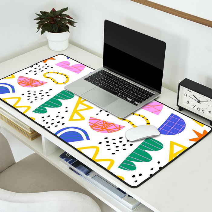 Abstract shape seamless pattern with colorful geometric doodles Desk Mat Gallery Image 2