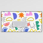 Abstract shape seamless pattern with colorful geometric doodles Desk Mat Gallery Image 1