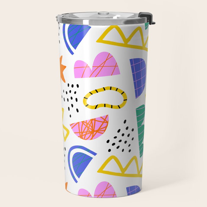 Abstract shape seamless pattern with colorful geometric doodles Travel Mug Gallery Image 2