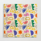 Abstract shape seamless pattern with colorful geometric doodles Wood Wall Art Gallery Image 1