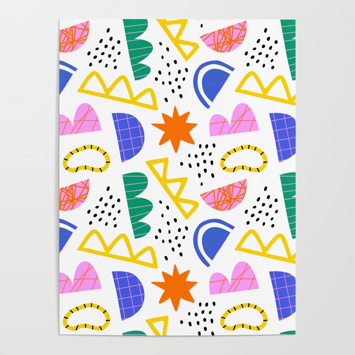 Abstract shape seamless pattern with colorful geometric doodles Poster Gallery Image 4