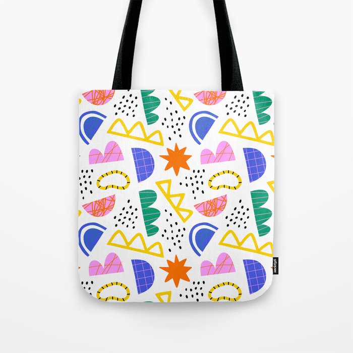 Abstract shape seamless pattern with colorful geometric doodles Tote Bag Gallery Image 1