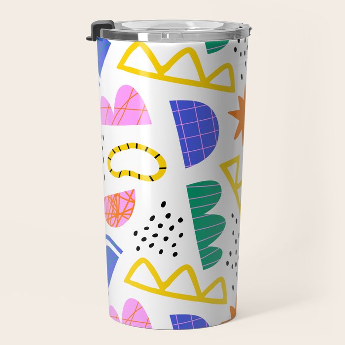 Abstract shape seamless pattern with colorful geometric doodles Travel Mug Gallery Image 3
