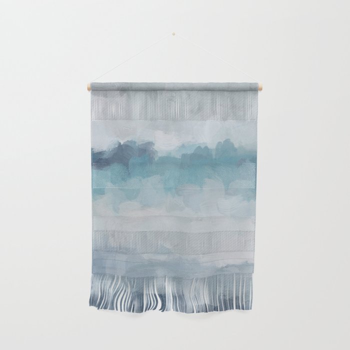 Stormy Seas - Aqua Teal Turquoise Sky Blue White Gray Abstract Art Modern Painting Wall Hanging Gallery Image 1