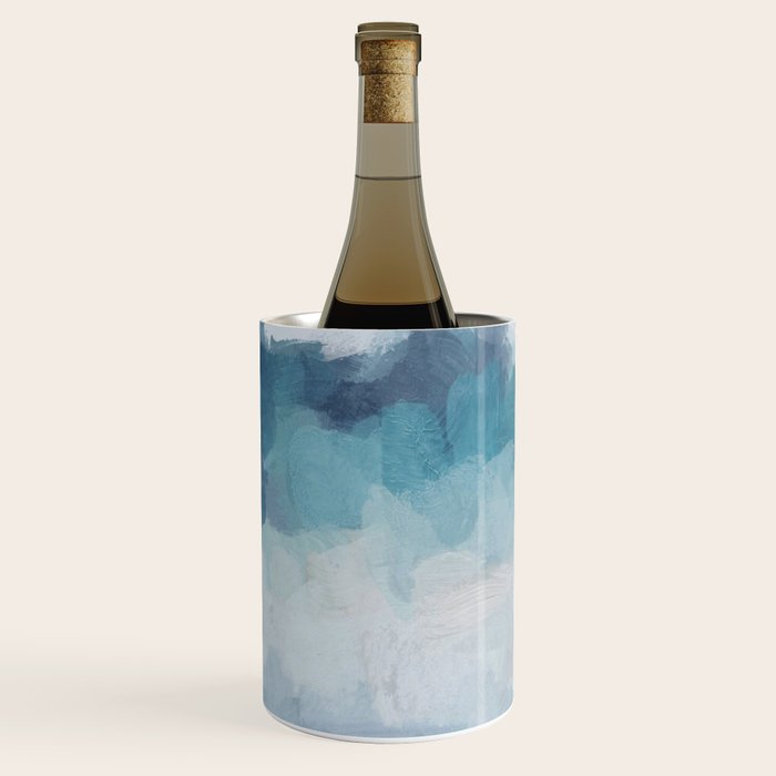 Stormy Seas - Aqua Teal Turquoise Sky Blue White Gray Abstract Art Modern Painting Wine Chiller Gallery Image 2